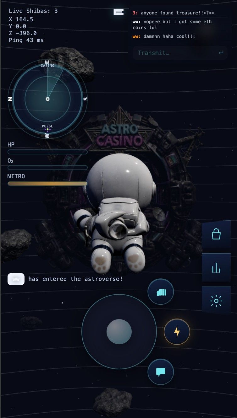 Mobile gameplay HUD with on-screen controls.